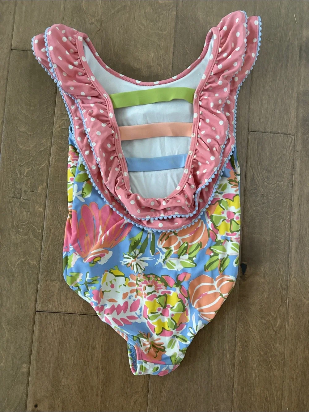 Matilda Jane Cool In the Pool One Piece Swimsuit Ruffle Collar Size 8